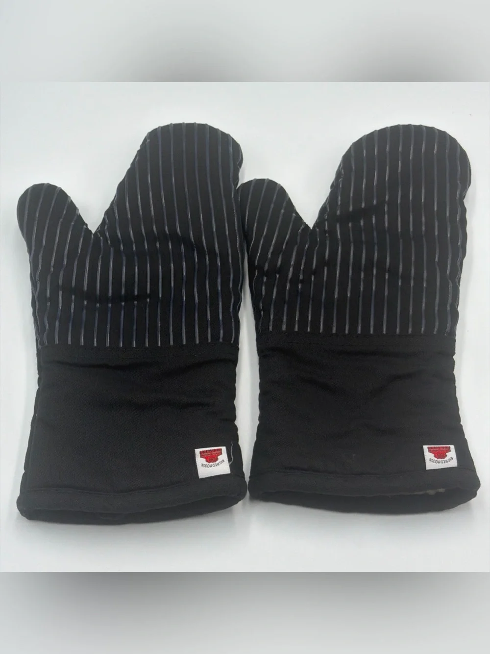 Big Red House Oven Mitts Pair Black BBQ Grill Heat Resistant